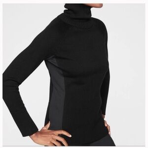Athleta Mesa Hybrid Classic Black Wool Turtleneck Sweater | XS